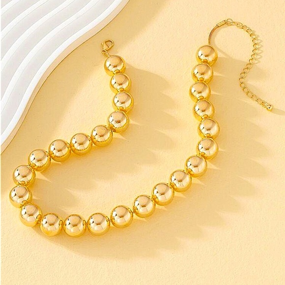 Gold Beaded Ball Necklace - Picture 4 of 4